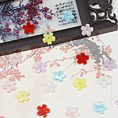 Cuentas de Pétalos de Flor de Cerezo Acrílicas para Bricolaje Collar Horquilla Estilo Antiguo Accesorios Joyería Material Floral
