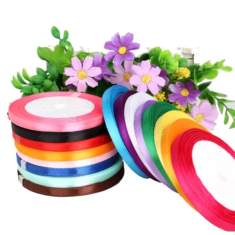 Polyester Satin Ribbon For DIY Hair Bow Making Accessories Craft Gift Wrapping Colorful Satin Tapes Ribbon For Hair Clips Jewelry Making Material