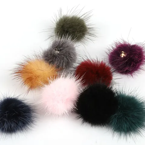 Soft Mink Fur Pom Pom Pendant Plush Ball DIY Jewelry Making Accessories For Earrings Hair Clips Women Handmade Crafts Decor