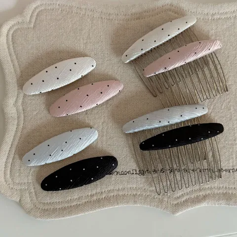 Korean Style Polka Dot Hair Comb Oval Hair Clip Minimalist Hairpin For Women Fashion Side Bangs Accessory
