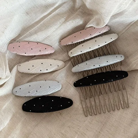 Korean Style Polka Dot Hair Comb Oval Hair Clip Minimalist Hairpin For Women Fashion Side Bangs Accessory