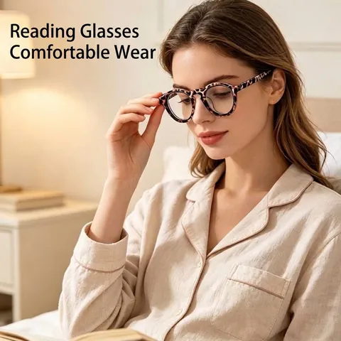 Retro Ronde Dikke Frame Leesbril Anti-Blauw Licht PC Frame Literair Schildpadstijl Mode Brillen Voor Dames