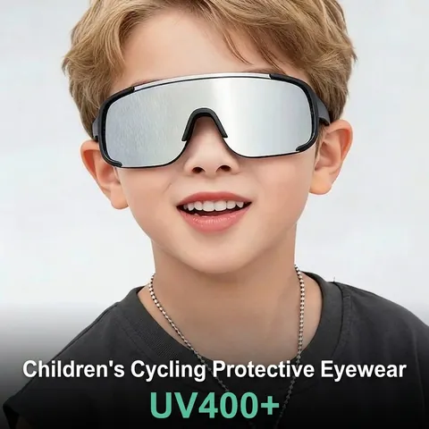 Kids Fashion Cycling Sunglasses One-Piece Shield Lens UV400 Windproof Outdoor Sports Goggles For Boys Girls Travel Eyewear