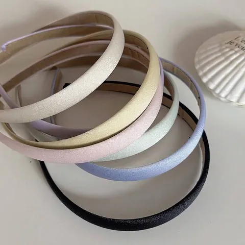 Cerchietto per Capelli in Raso Sottile Stile Coreano Per Donna Ragazze Fascia per Capelli Stretta Tinta Unita a Strisce
