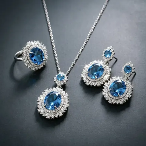 Lussuoso Set di Gioielli in Strass Taglio Ovale Lega di Ferro Intarsiato Cristallo Collana Orecchini Anello per Donna Accessori da Festa