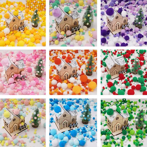 Polyester Pom Poms For DIY Craft Making Christmas Decoration Children Creative Ornament Materials Multiple Colors And Sizes