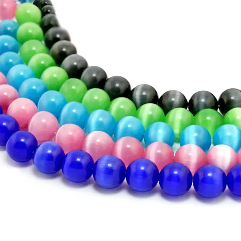 Perline Sciolte Tonde in Pietra Occhio di Gatto Colorate Perline in Pietra Preziosa Sintetica per Fai da Te Forcina Bracciale Orecchino Materiali per Gioielli Artigianali