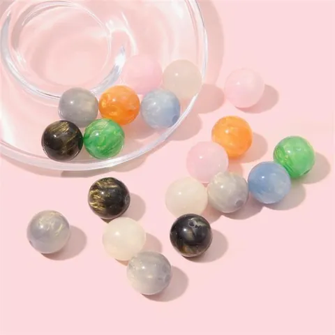 Dreamy Starry Sky Resin Beads Quicksand Gold Faux Cat Eye Round Spacer Beads For DIY Bracelet Necklace Making Jewelry Findings Accessories