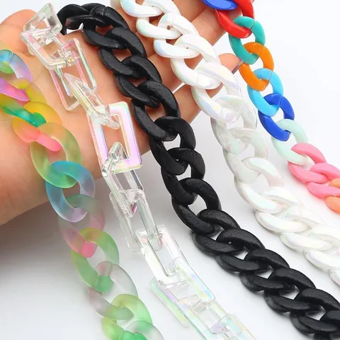 Acrylic Open Chain Links DIY Jewelry Accessories For Bag Straps Earrings Bracelets Necklace Making Materials Frosted Transparent AB Colors