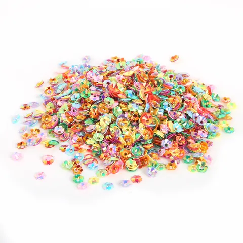 DIY Handmade Painted Round Flower Shaped Sequins Plastic Beads For Jewelry Making Craft Decoration Multi Color Material Pack