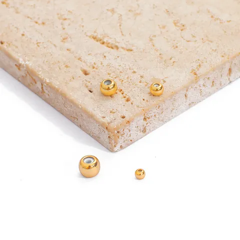 18K Gold Plated Copper Silicone Slider Beads For DIY Bracelet Necklace Making Metallic Round Flat Positioning Loose Beads Jewelry Material