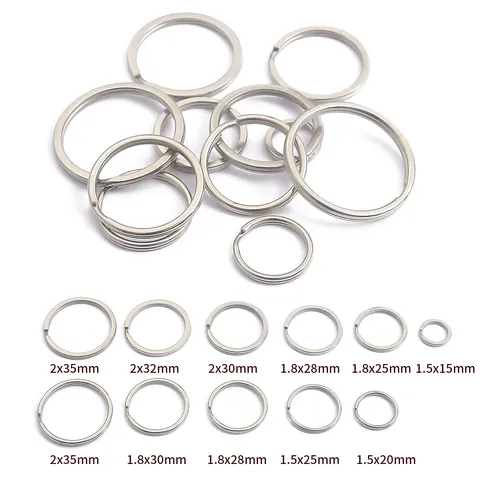 Stainless Steel Flat Round Key Rings For DIY Jewelry Making Crafts Thickened Split Rings For Keychains Accessories