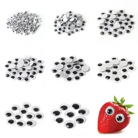 Yeux Mobiles Auto-adhésifs Noir et Blanc Yeux Mobiles pour Bricolage DIY Fournitures de Fabrication de Jouets Yeux Mobiles