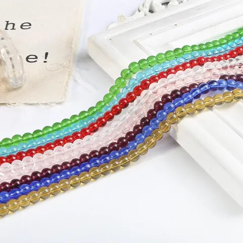 Perles Rondes en Verre de Cristal pour Boucles d'Oreilles Bracelet Collier DIY Perles de Séparation 4-12mm Matériel Bijoux