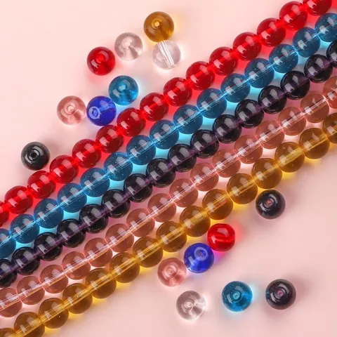 Perles Rondes en Verre de Cristal pour Boucles d'Oreilles Bracelet Collier DIY Perles de Séparation 4-12mm Matériel Bijoux