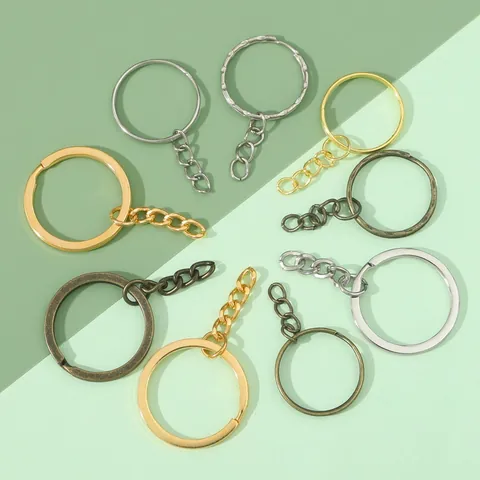 Metall Schlüsselring Mit Kurzer Kette Eisen Rund Schlüsselanhänger Verbinder DIY Schmuckzubehör Für Anhänger Handgefertigtes Zubehör
