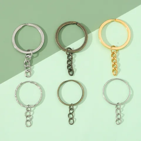 Metall Schlüsselring Mit Kurzer Kette Eisen Rund Schlüsselanhänger Verbinder DIY Schmuckzubehör Für Anhänger Handgefertigtes Zubehör