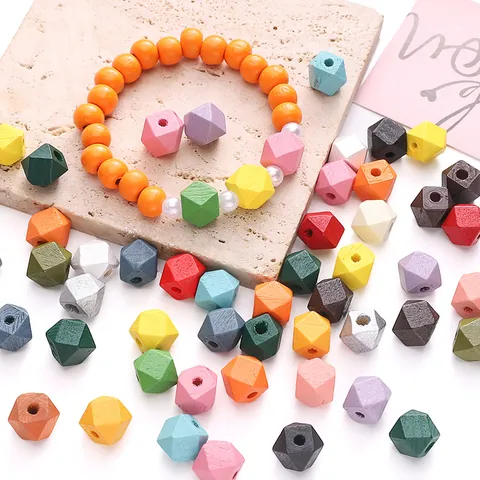 Octogonale Houten Kralen Geometrische Gefacetteerde Losse Houten Kralen Voor DIY Sieraden Maken Armband Ketting Accessoires Handgeschilderde Ambachtelijke Kralen