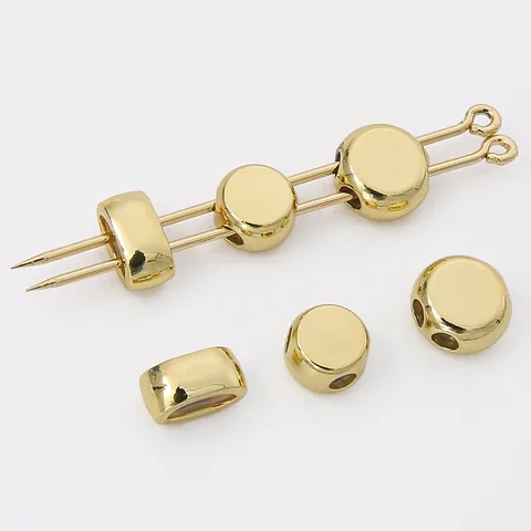 14K Gold Plated Double Hole Silicone Flat Round Positioning Beads Copper Spacer Beads For DIY Bracelet Necklace Jewelry Findings