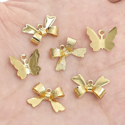 Colgantes de Mariposa con Lazo de Cobre Rellenos de Oro de 14K Dijes de Joyería DIY para Hacer Collares Pulseras Pendientes Piezas de Joyería de Retención de Color Mujer