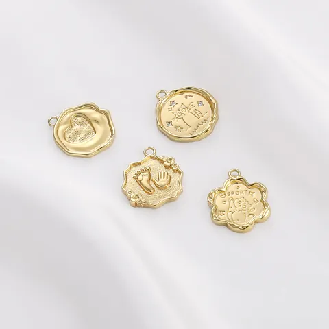 14K Gold Plated Copper Pendants For Jewelry Making Cute Cat Heart Footprint Charms Necklace Bracelet DIY Accessories