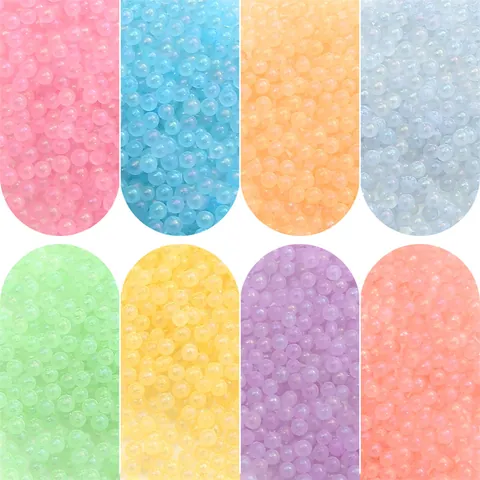Luminous Glass Bubble Beads No Hole Color Plated Seed Beads DIY Jewelry Making Material For Resin Filling Craft Decoration Multi Color