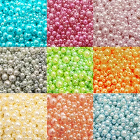 Cuentas Sueltas de Acrílico Iridiscente para Hacer Joyería DIY Cuentas Redondas de ABS Perlas Artificiales para Pulseras Collares Artesanías