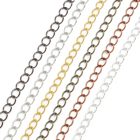Iron Extension Chain For Jewelry Making DIY Necklace Bracelet Tail Chain Findings Electroplated Metallic Link Chain Accessory