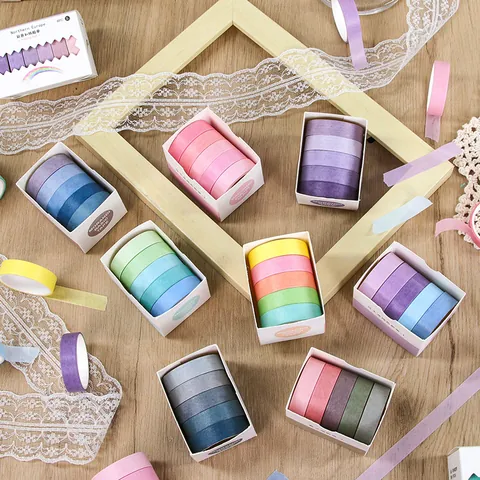 Washi Tape Collection Morandi Macaron Solid Color Basic Decorative Masking Tape For Scrapbooking DIY Journaling Arts Crafts