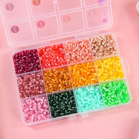 12 Colors 2.6mm Pearlescent Fuse Beads DIY Set Educational Arts Crafts Pixel Beads With Plastic Storage Box For Kids Adult