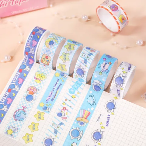 Ruban Washi Astronaute Extraterrestre Coffret Cadeau Ruban de Masquage Décoratif Galaxie Espace pour Scrapbooking DIY Papeterie Décoration