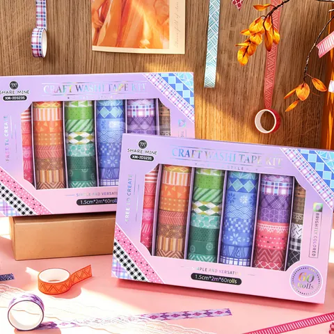 Assorted Colorful Washi Tape Set Geometric Floral Patterns For DIY Scrapbooking Decorative Craft Tape For Journaling Gift