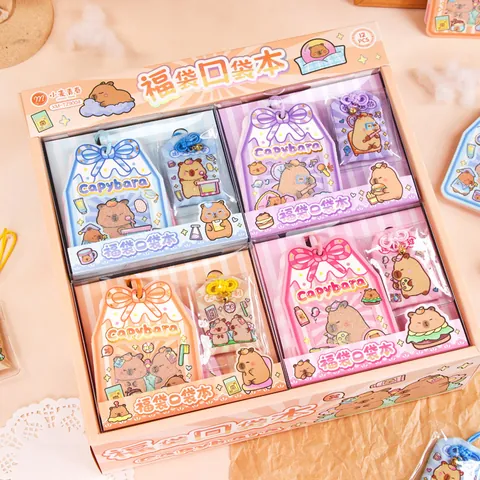 Cute Cartoon Capybara Omamori Shaped Mini Portable Notebook Set Small Pocket Diary Journal For Students Stationery Gift