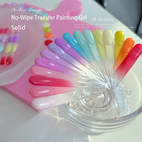 Paleta de Gel de Estampado de Uñas Sólido de 16 Rejillas Sin Limpieza Gel de Pintura de Arte de Uñas de Alta Saturación para Manicura DIY