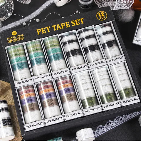 PET Kant Tape Journaling Decoratieve Tape Vintage Bloemenpatronen Briefpapier Voor Scrapbooking DIY Knutselen Studenten Handaccount