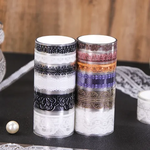 PET Kant Tape Journaling Decoratieve Tape Vintage Bloemenpatronen Briefpapier Voor Scrapbooking DIY Knutselen Studenten Handaccount