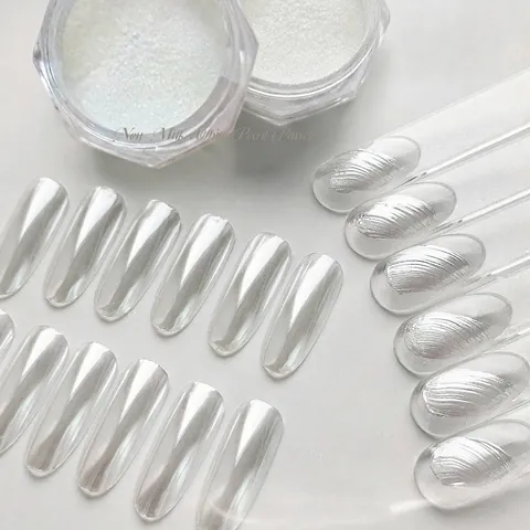 Poudre Chrome pour Ongles Blanc Lait Perle Effet Miroir Aurora Pigment Fin pour Décoration de Manucure Nail Art