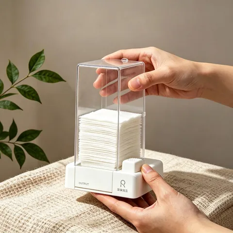 Automatic Press Nail Pad Storage Box PVC Transparent Makeup Cotton Dispenser Dustproof Case For Nail Art Salon Home Use Women