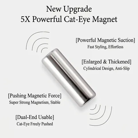 Professional Nail Art Cat Eye Magnet Strong Magnetic Cylindrical Stick Tool For Polish Gel DIY Manicure Accessories Silver