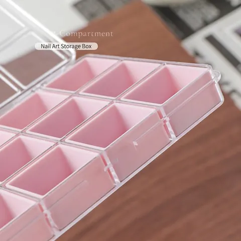 Nail Art Accessory Storage Box Plastic Macaron Colors Multi Slot Jewelry Organizer Transparent Lid Rhinestone Charm Box