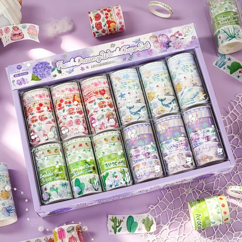 Kawaii Japanisches Washi-Tape-Set DIY Scrapbooking Dekorative Masking Tapes Blumen Dessert Ozean Botanische Muster Für Journaling Schreibwaren Kunstbedarf