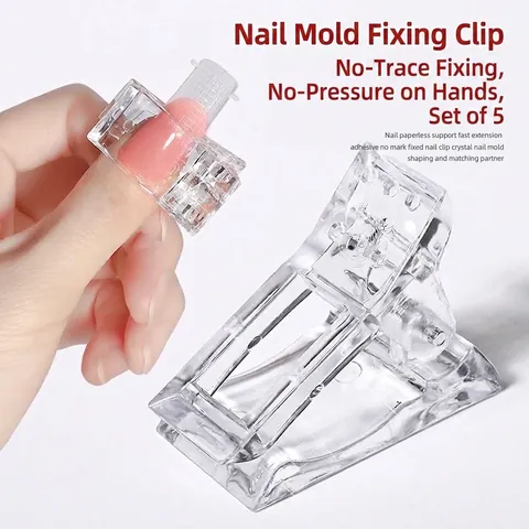 Transparent Nail Extension Clips For Quick Building Nail Mold Fixation Tool Pack Of ABS Plastic Manicure Styling Clips For Poly Gel