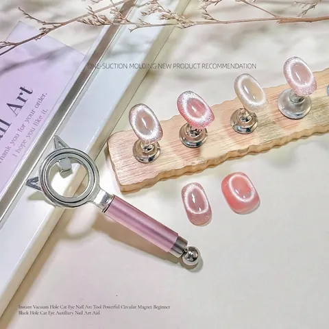Strong Cat Eye Nail Magnet Tool Dual-ended Cat Ear Ring Ball Magnet For Manicure DIY Nail Art Accessories Stainless Steel