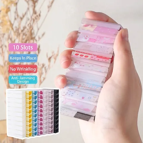 3D Gedruckte Nagelkunst Transferpapier Aufbewahrungsbox 10 Fächer Sternenhimmel Papier Organizer Tragbares Desktop Nagelkunst Werkzeug Mit Herz Zubehör