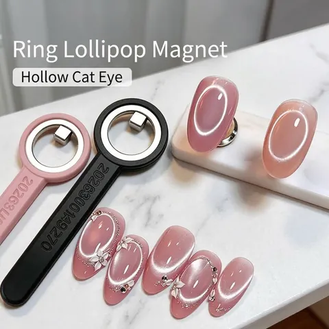 Nail Art Cat Eye Magnet Tool Circle Lollipop Design Stainless Steel Magnetic Stick For Fast Hole Effect Manicure Accessory