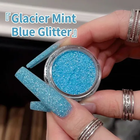 Glacier Muntblauw Zomer Nagelkunst Glitter Poeder Suiker Diamant Effect Snoepkleuren Sprankelende Manicure Decoratie Voor Vrouwen DIY Nagelontwerp