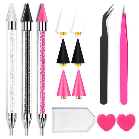 Professional DIY Nail Art Dotting Pen Kit Stainless Steel Wax Picker Tool Set Rhinestone Decor Manicure Accessories