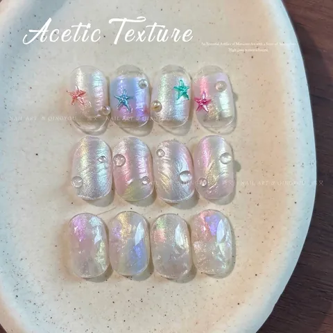 Mermaid Pearl Texture Nail Gel Palette High-Gloss Satin Finish Professional 3D Relief Dabbing Gel For Women Nail Art Professional DIY Nail Gel Set