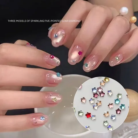 Ster Nagelkunst Strass K9 Kristal Platte Achterkant Gemengde Kleuren Ster Nagel Charms Voor DIY Manicure Decoratie Glitter Juwelen