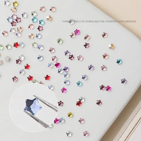 Ster Nagelkunst Strass K9 Kristal Platte Achterkant Gemengde Kleuren Ster Nagel Charms Voor DIY Manicure Decoratie Glitter Juwelen